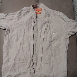 Womens Beige inserch button down dress shirt